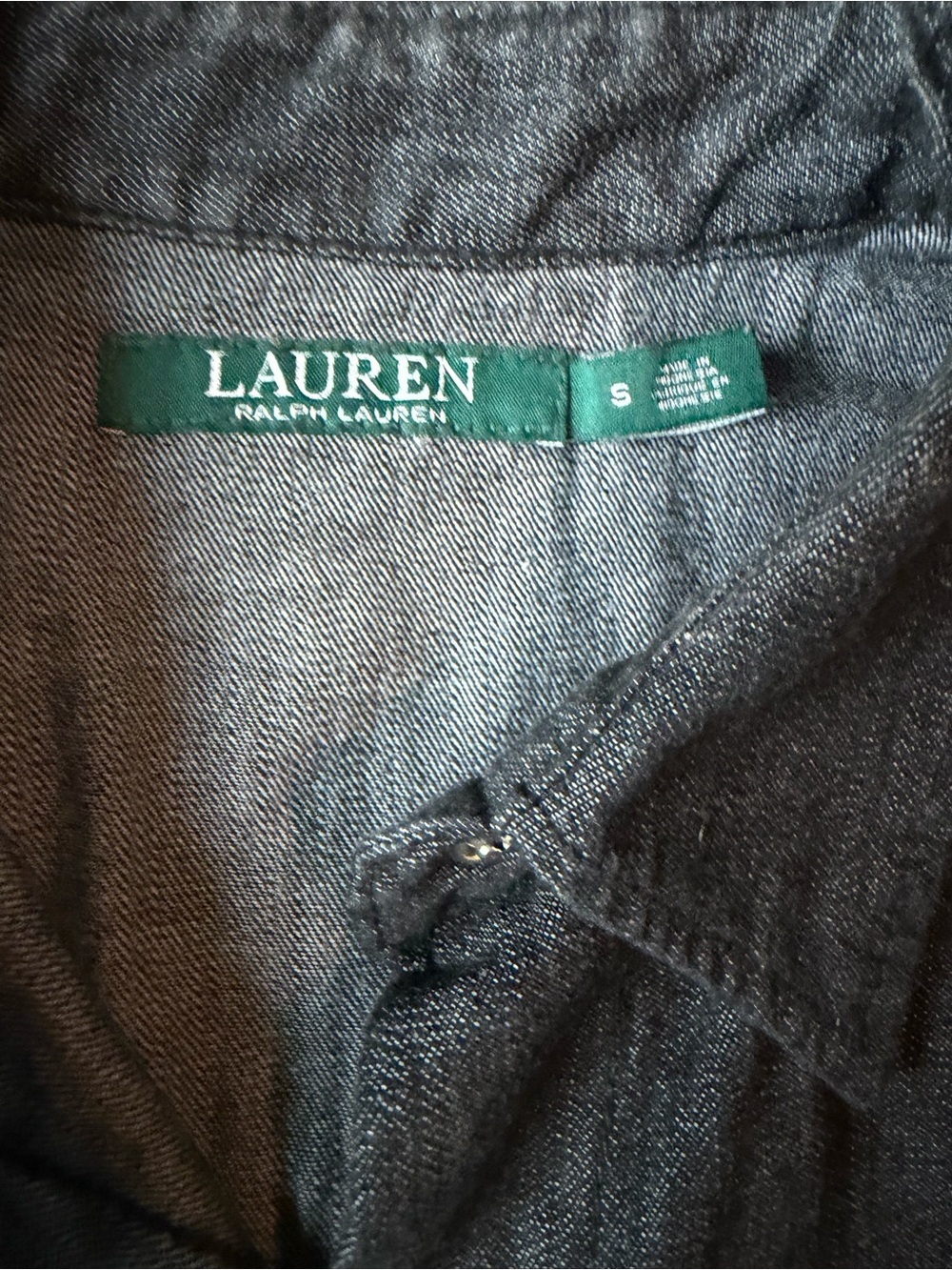 LaurenRalph Lauren- Vintage Black Denim-Pearl Snap Western Shirt 100% Cotton (S) - Picture 2 of 9